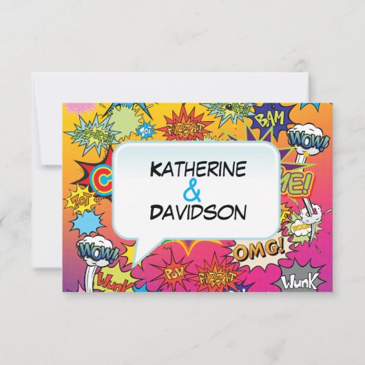 Comic Pop Art 💥🎨 Wedding Graffiti RSVP Card (Achterkant)