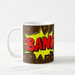 Comic Pop Art Yellow Red BANG Brown Stars Novelty Koffiemok