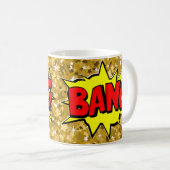 Comic Pop Art Yellow Red BANG Novelty Funny Coffee Koffiemok (Voorkant rechts)