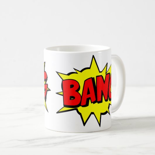 Comic Pop Art Yellow Red BANG Novelty Funny Koffiemok (Voorkant rechts)