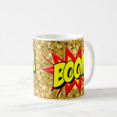 Comic Pop Art Yellow Red BOOM Novelty Funny Coffee Koffiemok (Voorkant rechts)