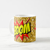 Comic Pop Art Yellow Red BOOM Novelty Funny Coffee Koffiemok (Voorkant links)
