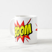 Comic Pop Art Yellow Red BOOM Novelty Funny Koffiemok (Voorkant links)