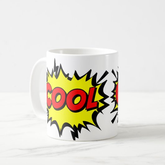 Comic Pop Art Yellow Red COOL Novelty Funny Koffiemok (Voorkant links)