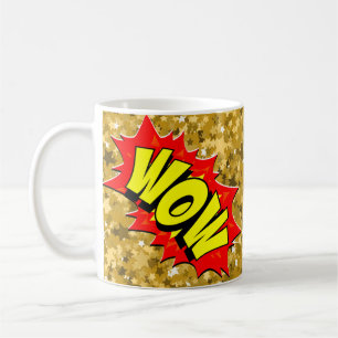 Comic Pop Art Yellow Red WOW Novelty Funny Coffee Koffiemok