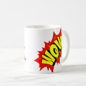 Comic Pop Art Yellow Red WOW Novelty Funny Koffiemok (Voorkant rechts)