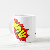 Comic Pop Art Yellow Red WOW Novelty Funny Koffiemok (Voorkant links)