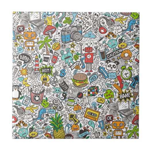 Comic Popart Doodle Tegeltje (Voorkant)