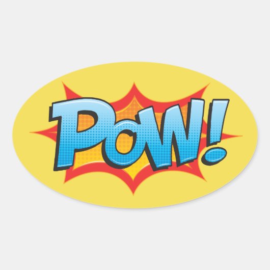 Comic Pow. Ovale Sticker (Voorkant)
