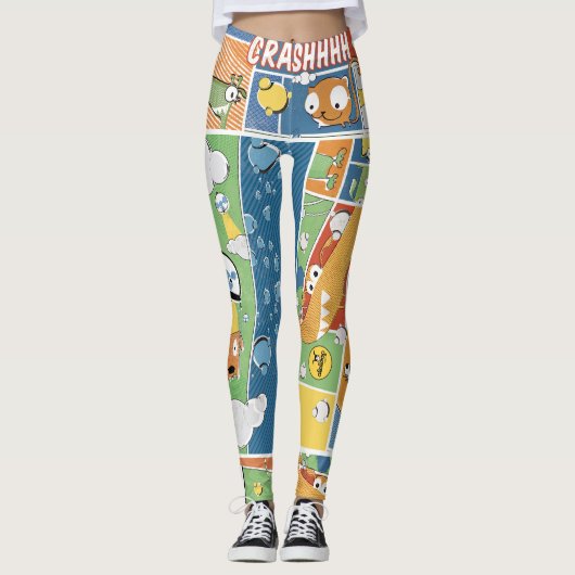 Comic Print-Patterned Women's Leggings (Voorkant)
