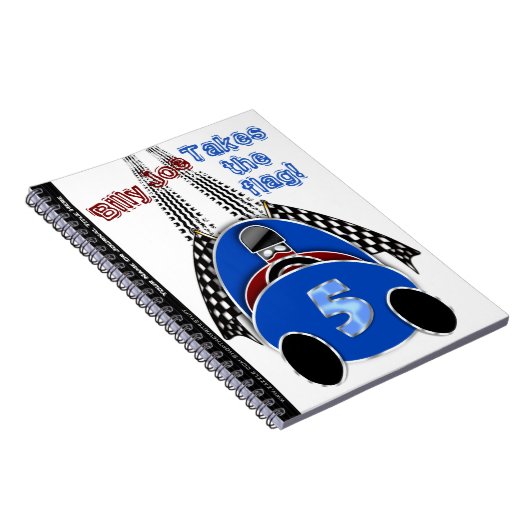 Comic  Race Car - gepersonaliseerd Notitieboek (Rechterzijde)