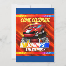 Comic Race Car Uitnodiging