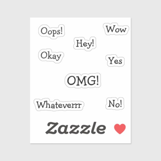 Comic Reaction Words | Funny Minimal Typography Sticker (Vel)