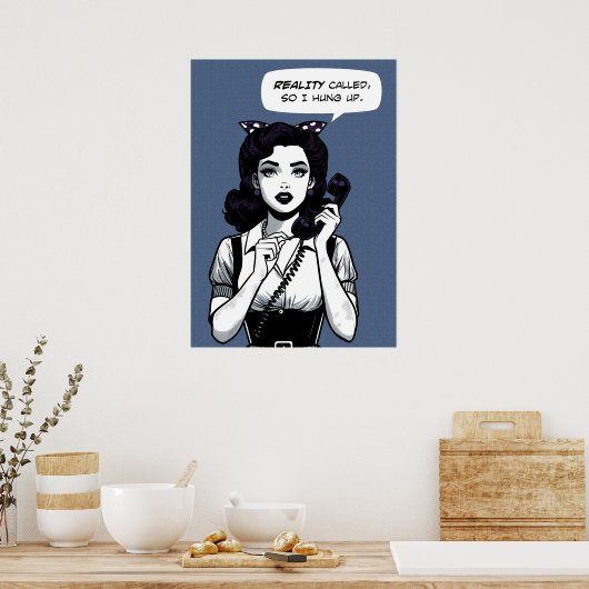 Comic reality call opgehangen poster (Keuken)