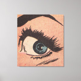 Comic Roy Lichtenstein Stijl Blauw Oog Canvas Afdruk