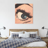 Comic Roy Lichtenstein Stijl Blauw Oog Canvas Afdruk (Insitu (Slaapkamer))