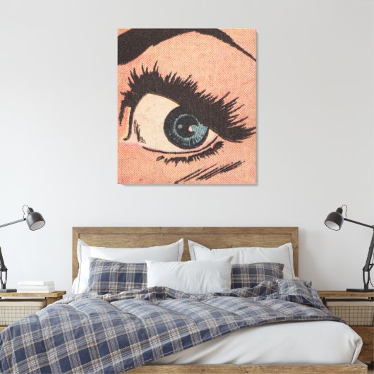 Comic Roy Lichtenstein Stijl Blauw Oog Canvas Afdruk (Insitu (Slaapkamer))