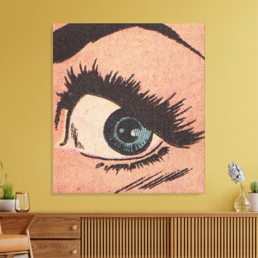 Comic Roy Lichtenstein Stijl Blauw Oog Canvas Afdruk (Insitu (Woonkamer))