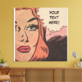 Comic Roy Lichtenstein Stijl Redhead Canvas Afdruk (Insitu (Woonkamer))