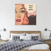 Comic Roy Lichtenstein Stijl Redhead Canvas Afdruk (Insitu (Slaapkamer))