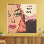 Comic Roy Lichtenstein Stijl Redhead Canvas Afdruk (Insitu (Woonkamer))