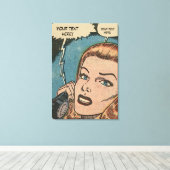 Comic Roy Lichtenstein Stijl Redhead op de telefoo Canvas Afdruk (Insitu (Houten vloer))