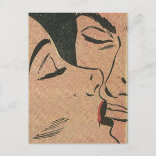 Comic Roy Lichtenstein Style Kiss Feestdagenkaart
