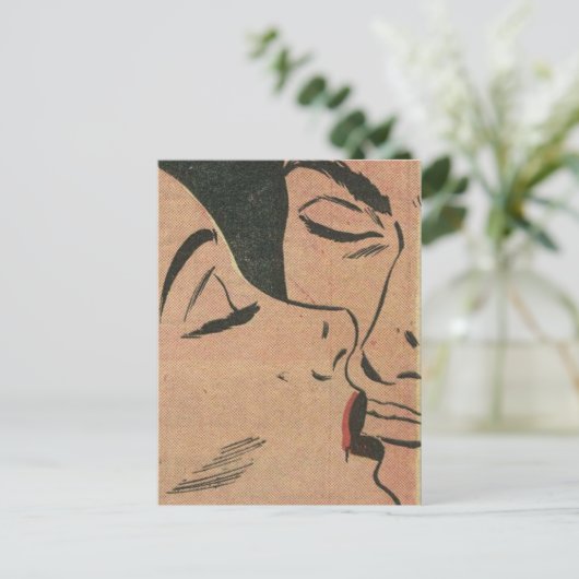 Comic Roy Lichtenstein Style Kiss Feestdagenkaart (Staand voorkant)