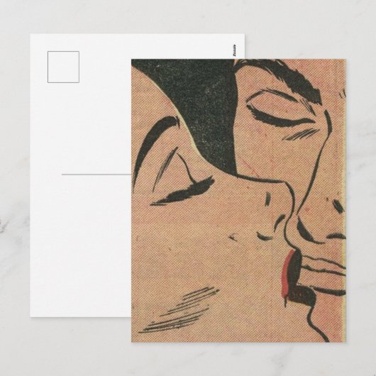 Comic Roy Lichtenstein Style Kiss Feestdagenkaart (Voorkant / Achterkant)