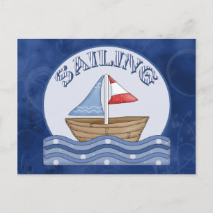 Comic Sailing Boat Briefkaart