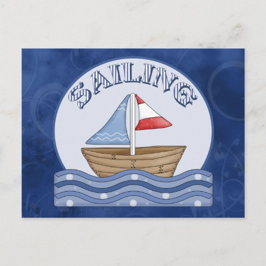 Comic Sailing Boat Briefkaart (Voorkant)