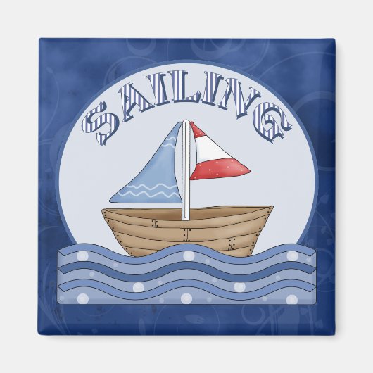 Comic Sailing Boat Magneet (Voorkant)