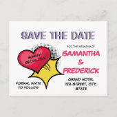 Comic Save the Date-ansichtkaart | Moderne Pop Art Briefkaart (Voorkant)