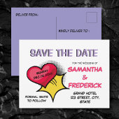 Comic Save the Date-ansichtkaart | Moderne Pop Art Briefkaart