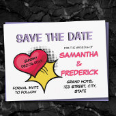 Comic Save the Date-ansichtkaart | Moderne Pop Art Briefkaart