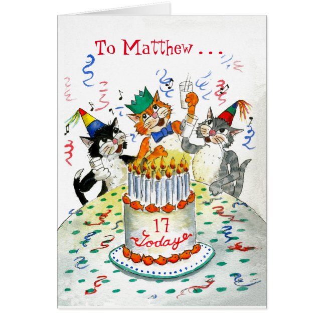 Comic Singing Cats Custom Age-specific Birthday (Voorkant)
