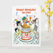 Comic Singing Cats Leeftijdsgebonden 13e verjaarda Kaart (Gele Bloem)