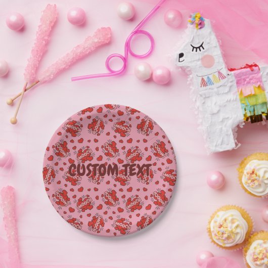 Comic Sound Effect Pattern Kissen Papieren Bordje (Feest)