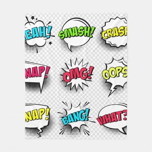 Comic speech belletjes met halftoonschaduw en teks fleece deken (Voorkant)