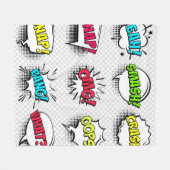 Comic speech belletjes met halftoonschaduw en teks fleece deken (Voorkant (Horizontaal))
