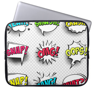 Comic speech belletjes met halftoonschaduw en teks laptop sleeve