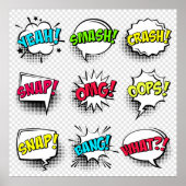 Comic speech belletjes met halftoonschaduw en teks poster (Voorkant)