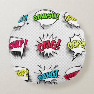 Comic speech belletjes met halftoonschaduw en teks rond kussen