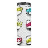 Comic speech belletjes met halftoonschaduw en teks thermosbeker (Achterkant)