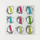 Comic speech belletjes met halftoonschaduw en teks wandkleed (Voorkant (horizontaal))