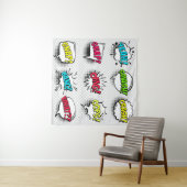 Comic speech belletjes met halftoonschaduw en teks wandkleed (In Situ (horizontaal))
