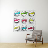 Comic speech belletjes met halftoonschaduw en teks wandkleed (In situ)
