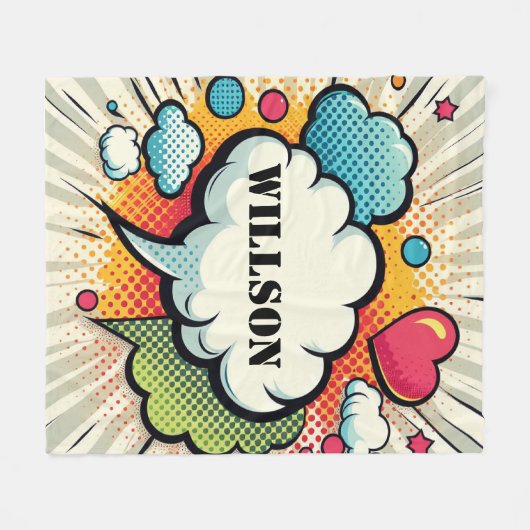 Comic Speech Bubble Pattern Fleece Deken (Voorkant (Horizontaal))
