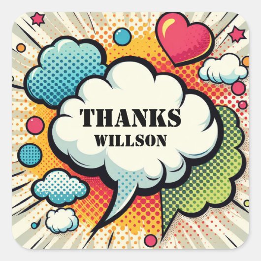 Comic Speech Bubble Pattern Vierkante Sticker (Voorkant)