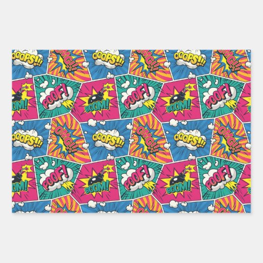 Comic Speech Bubbles Pop Art Inpakpapier Vel (Voorkant 2)